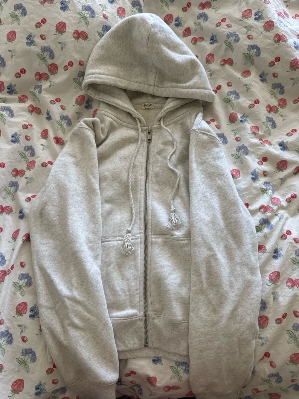 Brandy Melville Light Gray Zip-Up Hoodie